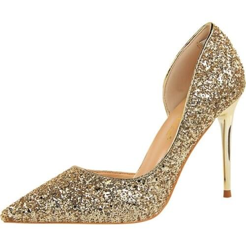 BIGTREE shoes New Women Pumps Sexy High Heels Gold kitten heels Sliver Wedding Shoes Ladies Shoes White Women Shoes stiletto