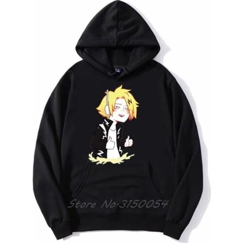 Boku No Hero Academy Funny Hoodie Kaminari Denki Anime Men Hoodies Sweatshirt Harajuku Casual Funny Hooded Coats Jackets