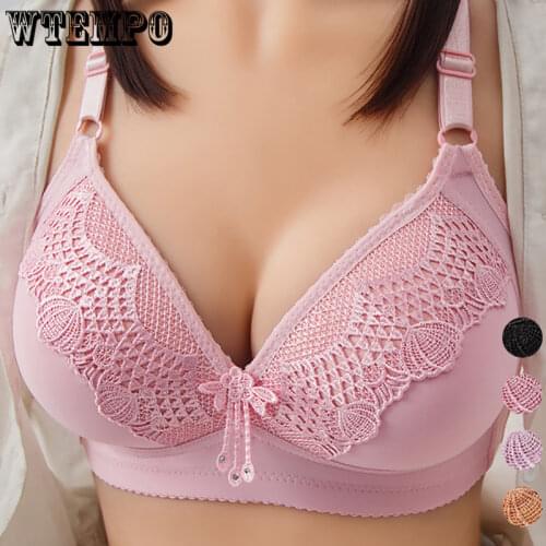 Push Up Bras Plus Size Seamless Bra Women Underwear Thin Embroidery Wireless Soft Braletted Lingerie Lace Brassiere 100C Cup New