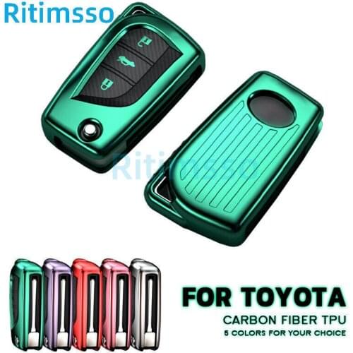 Carbon Fiber TPU Full protect Car Key Shell Cover Case For Toyota Auris Corolla Avensis Verso Yaris Aygo Scion TC IM 2015 2016