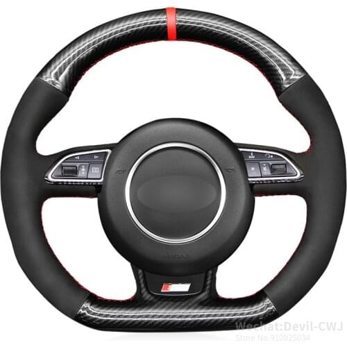 Black Matte/Nubuck PU Carbon Fiber Steering Wheel Covers Braid for Audi S1 8X S3 8V Sportback S4 B8 Avant S5 8T S6 S7 RS Q3 SQ