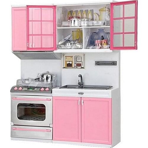Wooden Doll Kitchen House Furniture Kids Play Toy Design Dollhouse Miniature Learning & Educational Children Holiday Gifts