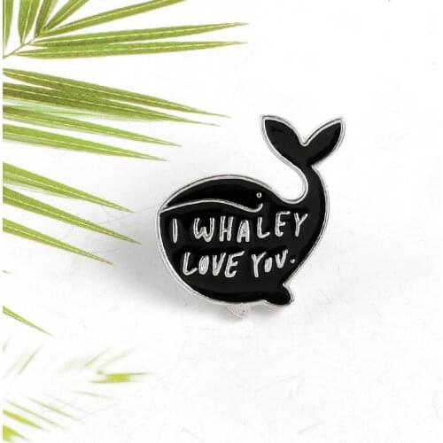 Cute cartoon animal alphabet big head whale i love you enamel pin children like school bag jewelry badge lapel brooch gift