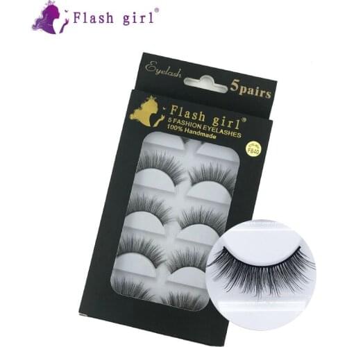 Flash girl F series F840 long and thick pairs 3D mink eyelashes 5 models 5 pairs eye lashes with lashes black box