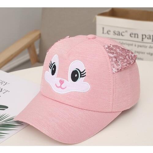 Cute Rabbit Cap Childrens Summer Cartoon Embroidery Sequins With Ears Sun Protection Uv Sun Hat Кепка Для Мальчика Children Hat