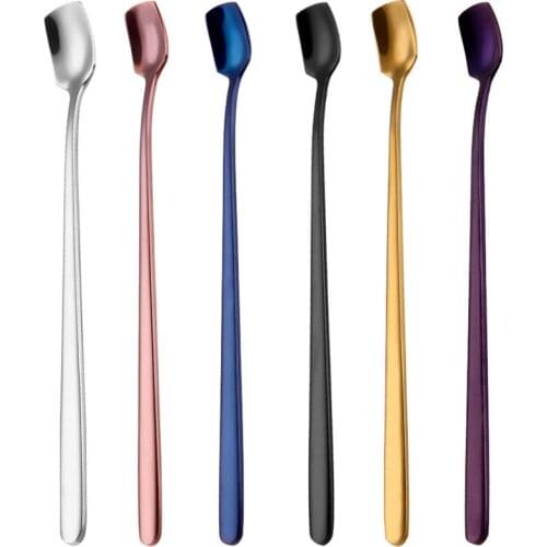 Long Handled Stainless Steel Coffee Spoon Ice Cream Dessert Tea Spoon For Picnic Kitchen Accessories