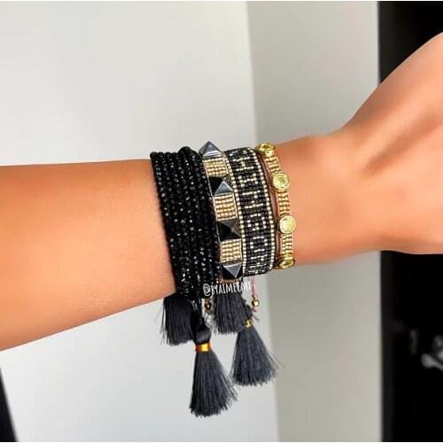 Pretty Bead Star Bracelet Set Japanese Bead Heart Jewellery Rhinestone Bohemian Friendship Rope Tassel Bracelets