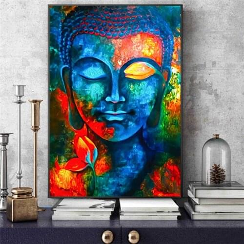 Lord Buddha Religious Oil Painting Modern Buddha Canvas Wall Art Picture Buddhism Faith Holy Land Church Home Decoration Poster