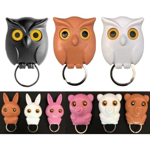 6.1x5cm Owl Key Holder Magnetic Night Wall Key Hanging Key Hook Hanger Magnets Keep Will Open Eyes Home Decoration Accessories