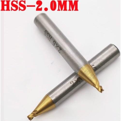 Guide Pins HSS 2.0mm 4F Milling Cutter Guide End Mill Titanium plated Twist Drill for Key Cutting Machine