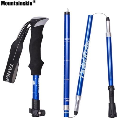 Mountainskin New Adjustable Trekking Pole Aluminum Alloy Folding Ultra-light Ultrashort Telescopic Outdoor Hand-held Stick VK187
