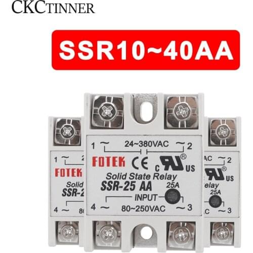 SSR -10AA 25AA 40AA AC Control AC SSR White Shell Single Phase Solid State Relay 24~380VAC TO 80~250VAC