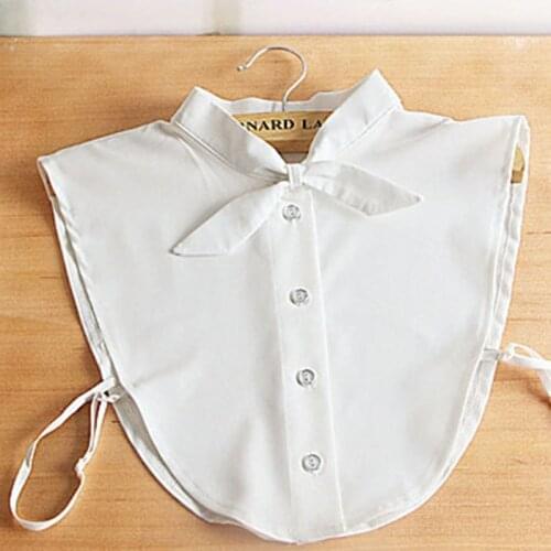 Women Pure Color Bow Detachable Lapel Choker Necklace Shirt Fake False Collar
