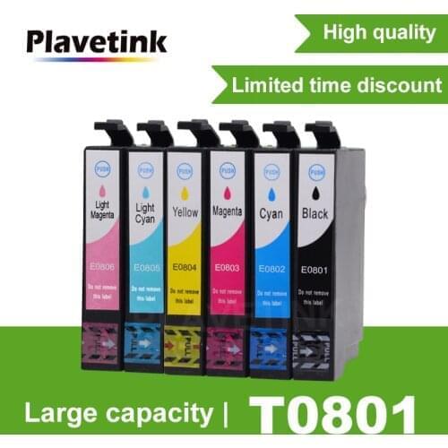 Plavetink T0801 Printer Ink Cartridge Compatible For Epson 730WD 800FW 810W 820FWD 830FWD TX659 710W Printers 6 Color