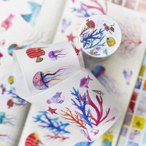 Amazing Colorful Jellyfish Special Oil Washi Tapes Bullet Journal Masking Tape Adhesive Tape DIY Scrapbooking Washi Sticker