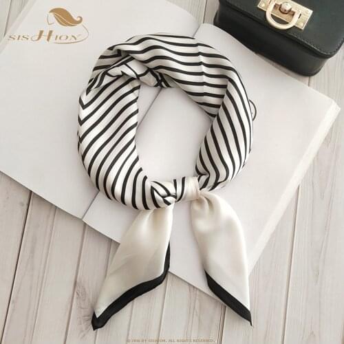 SISHION Simple temperament small square spring and autumn new wild striped print small scarf femal mujer SP0824