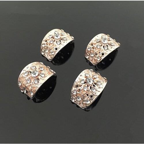 10Pcs/Lot 12*18MM Arc Shape Hair Flower Center Rhinestone Embellishment Alloy Buttons Scrapbooking