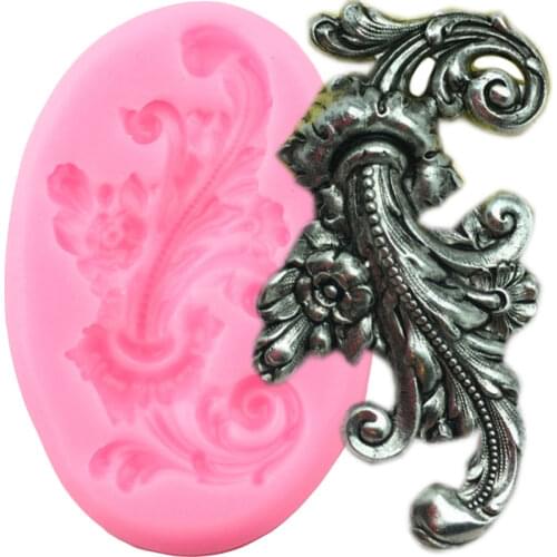 Baroque Scroll Relief Border Silicone Mold Leaves Flower Fondant Cake Decorating Tools Resin Clay Candy Chocolate Gumpaste Mould