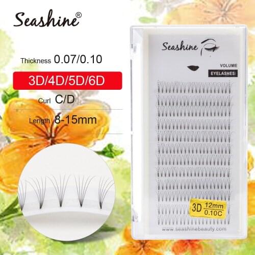 Seashine Lashes Rootless Premade Volume Fans Eye lashes Faux Mink Lashes Short Stem Premade Fans Eyelash Extension