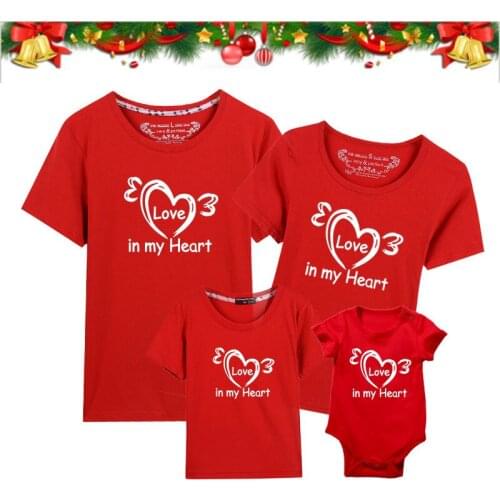 Christmas Family Matching Clothes Mother Father Daughter Son Kids T-shirt Baby Romper Parent-Child Red T-shirt Short Sleeve Tops