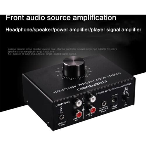 Signal Amplifier Pre-stage Stereo Speaker/headphone/TV/computer Signal Amplifier with Volume Control Dual Audio Source Lossless