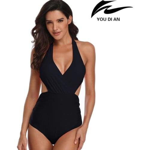 YOUDIAN Black One Piece Swimwear