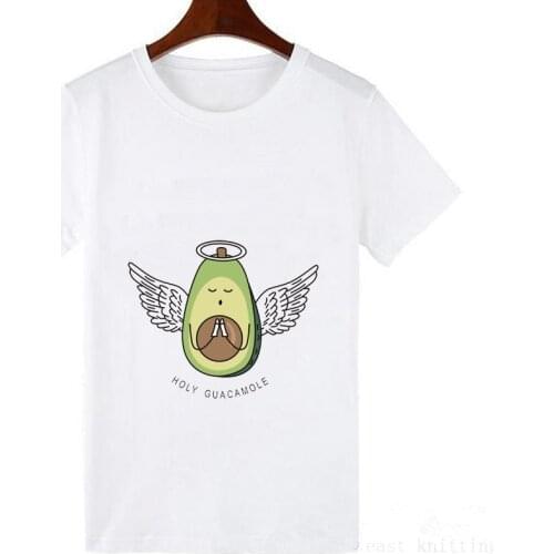 Dugujunyi 2019Vogue Small Fresh Casual Avocado Graphic Clothes Tops Female Tee Korean Kawaii Cartoon Avocado Vegan Short Sleeve