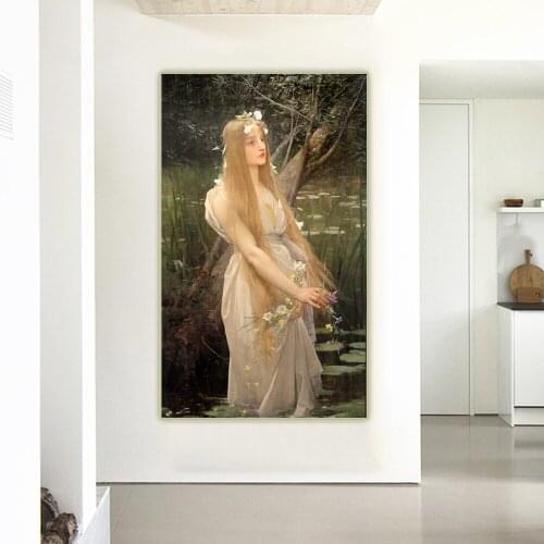 Jules Joseph Lefebvre《Ophelia》Canvas Oil Painting Art Aesthetic Poster Picture Wall Hanging Decor Home Living Room Decoration