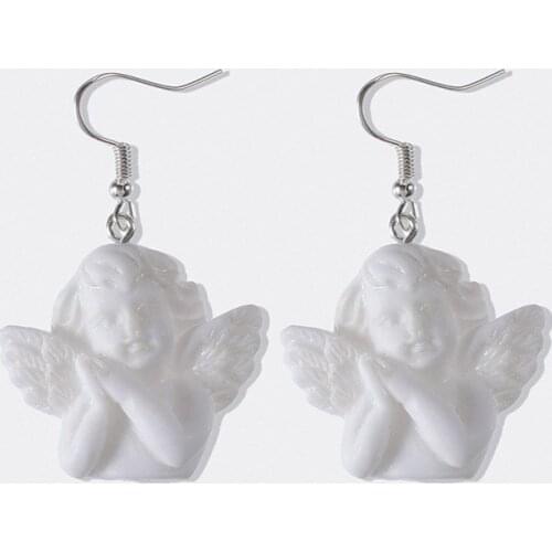 1Pair Fashion Cute Cupid Angel Pendant Drop Earring Vintage Angel Drop Earrings Punk Jewelry For Cool Women Girl Gifts
