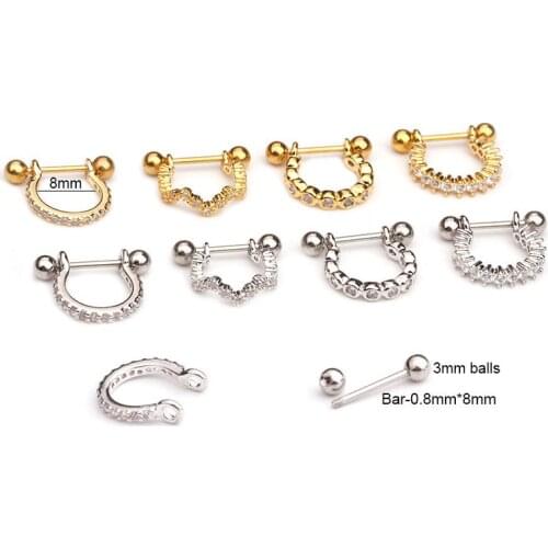 1PC Inner Diameter 8mm Bling Crystal Copper Hoop Earrings IP Plating No Easy Fade Allergy Free