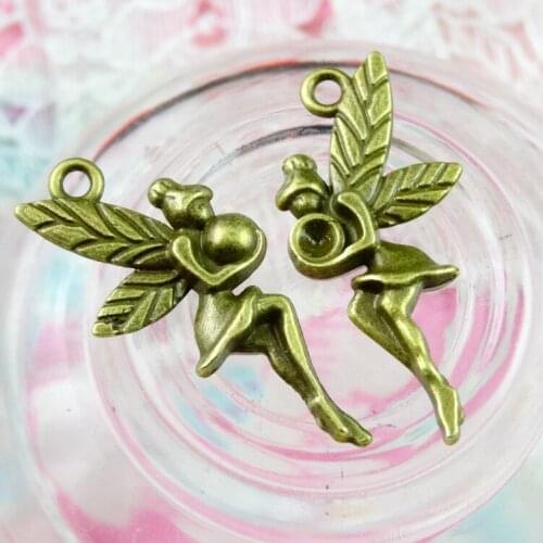 100pcs 26x12mm Antique Bronze Plated Angel Girl With Wings Handmade Charms Pendant:DIY for bracelet necklace