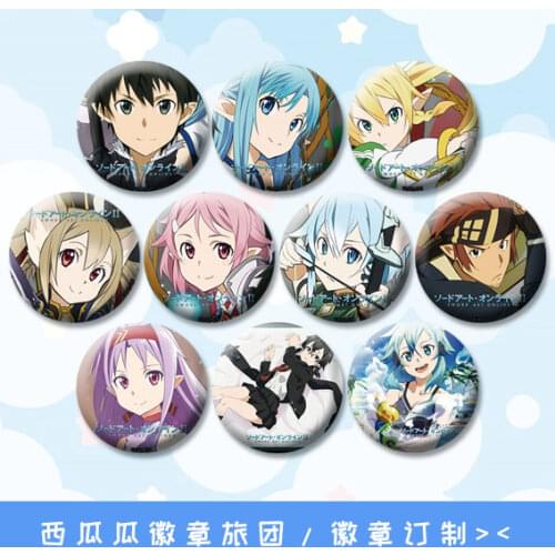 58MM Anime Badges Sword Art Online SAO Brooch Badges Iron pins