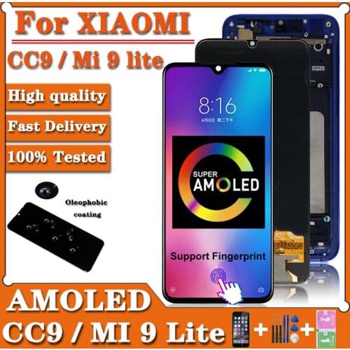 6.39" NEW AMOLED CC9 For Xiaomi Mi CC9 LCD MI 9 Lite Display Touch Screen Digitizer For MI CC9 Display Replacement Parts