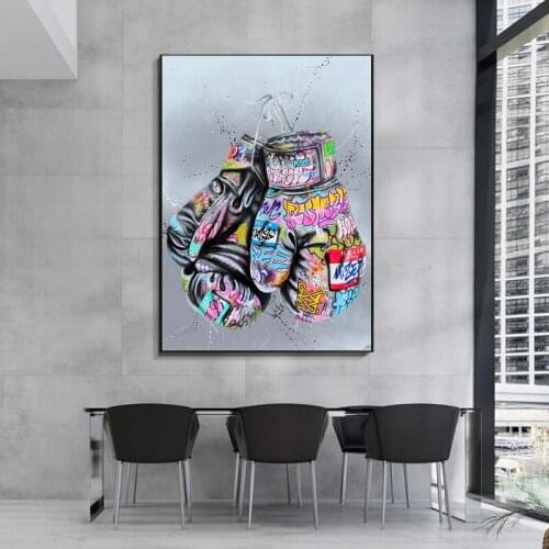 Graffiti Art Boxing Gloves Posters and Prints on The Wall Canvas Painting Street Wall Art Picture for Living Room Home Decor