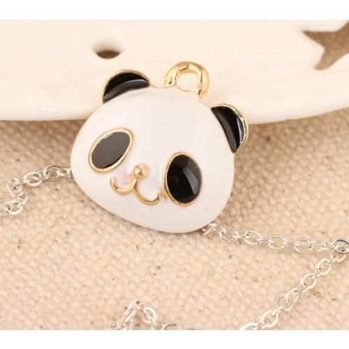 Free Shipping 50PCS 18*18MM Animal Panda Jewelry Charms Gold Tone Enamel DIY Bracelet Necklace Phone Chain Keyring Pendants