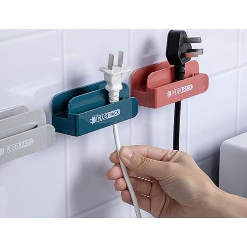 Stylish Plastic Storage Holders Household Kitchen Wall-mounted Hook Cable Power Plug Wires Storage Bedroom Shelf 9x3.5x3.5cm