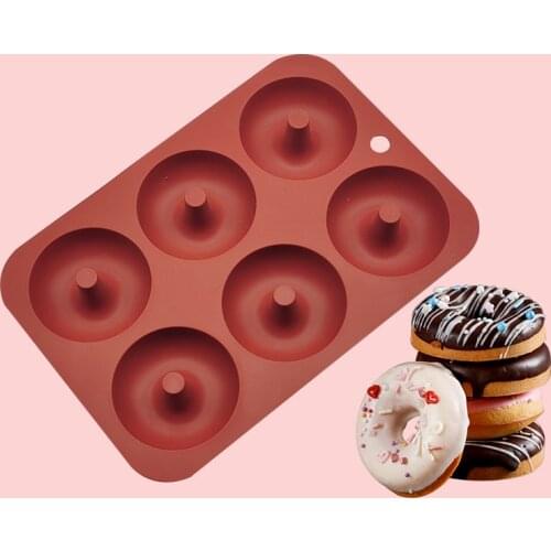 6 Cavity Donut Mold Silicone Non-stick Baking Tray Heat-resistant Reusable Folded Donuts Maker Colorful Soft Dessert Making Tool
