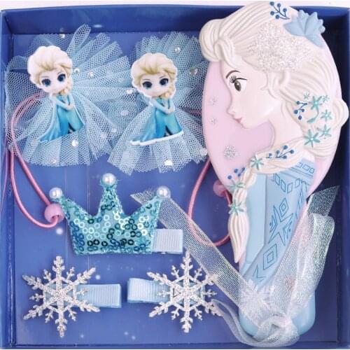 Disney Frozen Makeup Toys Anime Aisha Princess Comb Hair Ring Mickey Mouse Hairpin Comb Children Toys Birthday Gifts Hairpin New