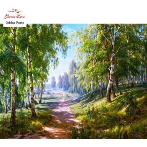 GOLDEN PANNO Diamond Painting Full Square Diy Daimond Embroidery Diamant Mosaic Sale Displasy Broderie Diamant Forest landscape