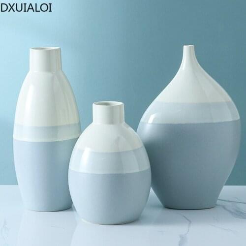 Ceramic small vase crafts flowers hydroponic flower device Nordic living room soft decoration DXUIALOI home accessories decor