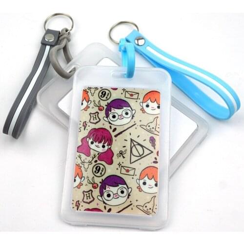 Cartoon School Classic Card Cover Key Chain Fashion Card Bag Bank Credit Card Holder Plastic Student ID Bus Card Sleeve Protect
