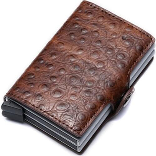 BISI GORO 2021 RFID Wallet Business Credit Card Holder Fashion Men And Women Metal PU Leather Travel Card Wallet Dropshipping