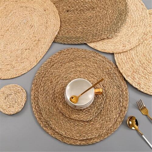 Corn Water Grass Handmade Weave Round Coaster Pad Mat Heat Insulation Placemat