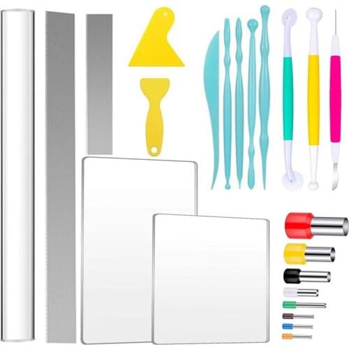 23 Pcs Acrylic Clay Cutter Set, Polymer Clay Roller,Acrylic Sheet, Clay Tools And Supplies For Clay DIY Making Shaping