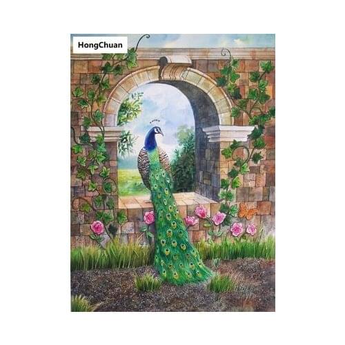 5D DIY full square round diamond painting complex precious peacock figure diamond mosaic crafts diamond embroidery mural gift