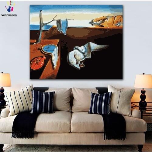 DIY colorings pictures by numbers with colors The Persistence of Memory picture drawing painting by numbers framed Home