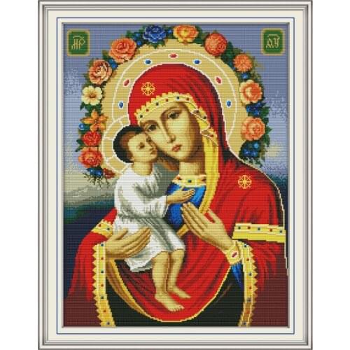 Joy Sunday Cross Stitch Kit Religious Figure Pattern Needlework DMC 11&14CT DIY Handmade Embroidery Kit for Home Decor & Gift