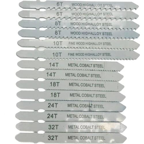 Assorted T-shank Jigsaw Blade Set Metal Steel Jigsaw Blade Set Fitting For Plastic Woodworking Tools Top Quality 14pcs /set