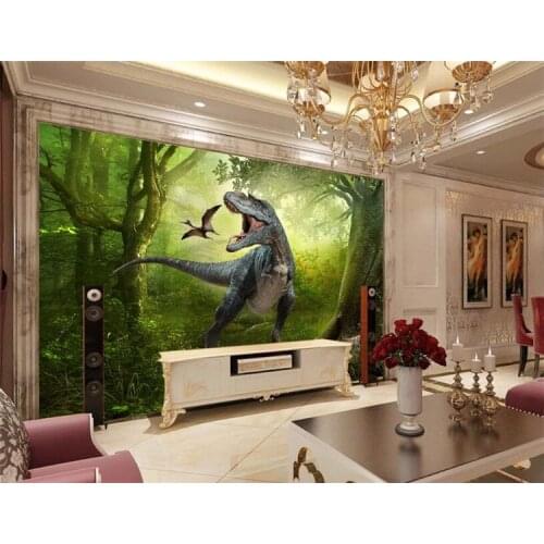 Jurassic world dinosaur wallpaper childrens room cartoon wallpaper boy girl bedroom custom mural wall covering