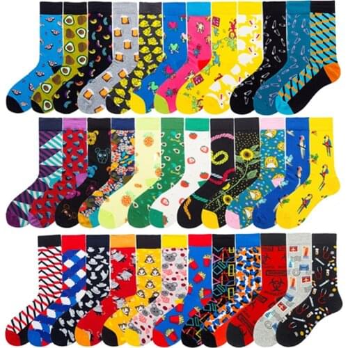 Novelty Happy Funny Men Graphic Socks Combed Cotton Beer cheese animal Sushi Avocado Sock Christmas Gift